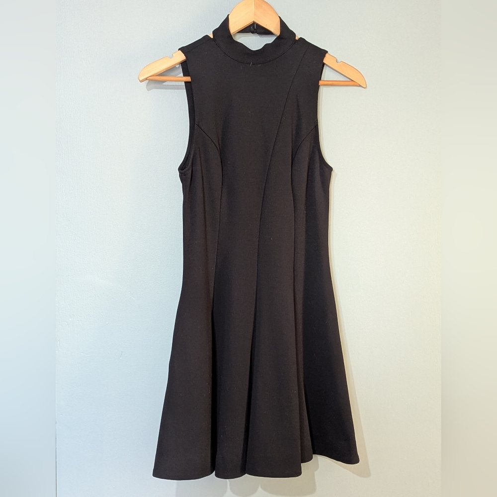 Free People Cha Cha Layla Ponte Fit &‎ Flare Skater Dress Open Back LBD Cocktail
